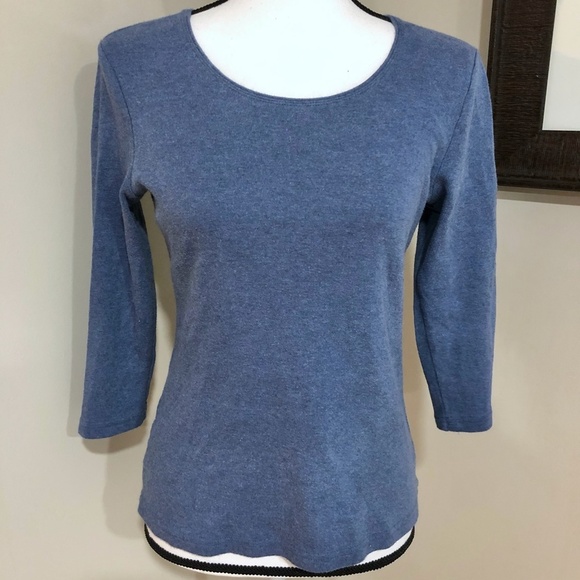 *KAREN SCOTT* Blue 3/4 Sleeve Shirt Size Medium - Picture 2 of 4
